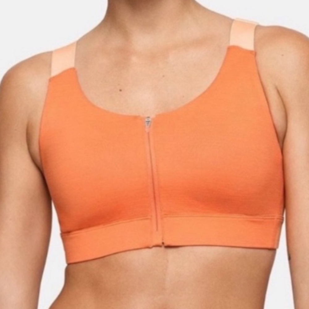 Outdoor Voices Powerhouse Zip Bra in Cantaloupe Orange • Small